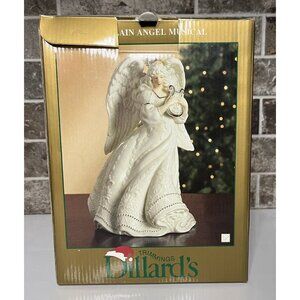 Dillards Trimmings Porcelain Angel Musical Star Plays Silent Night Christmas VTG